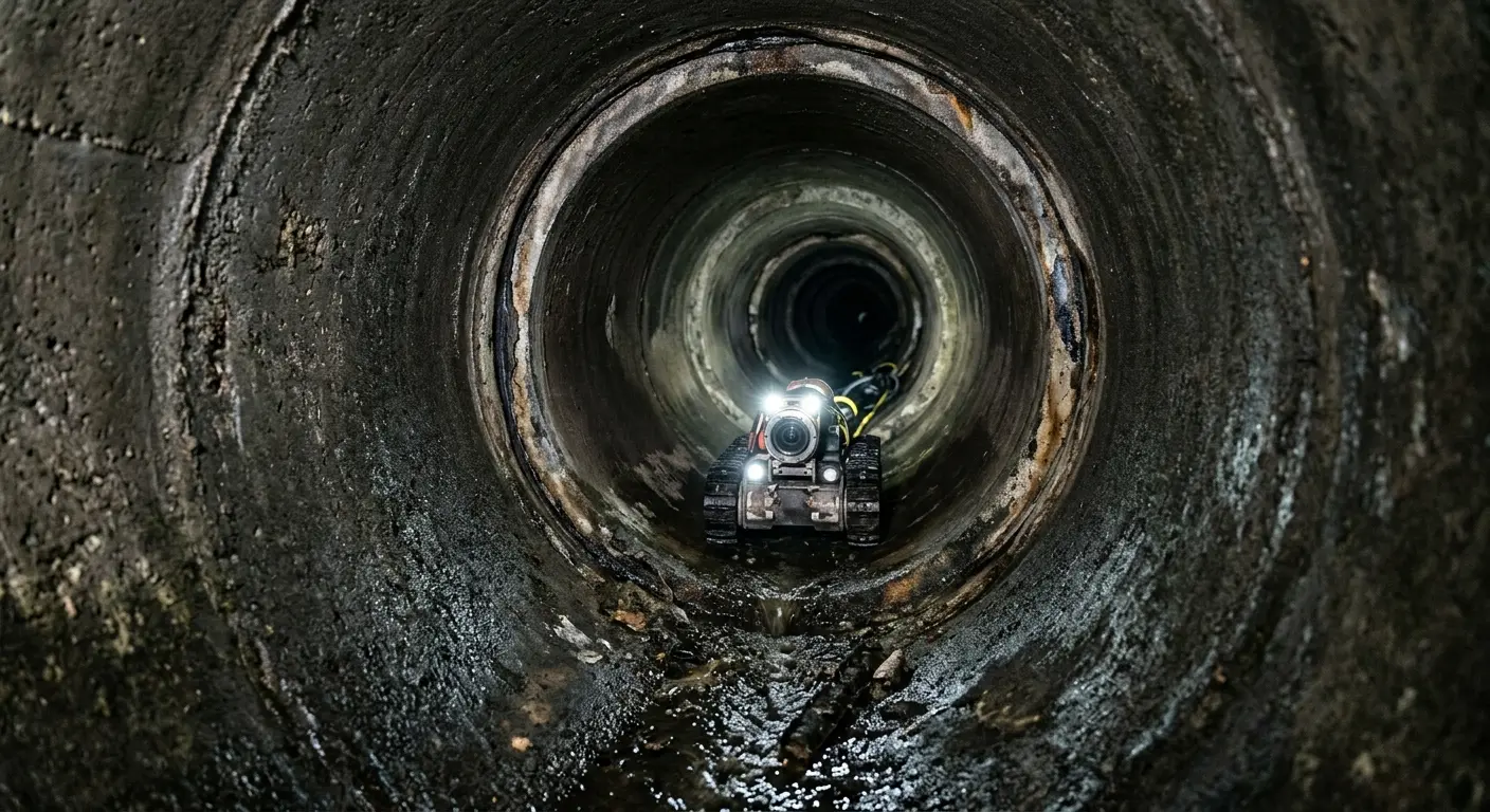 Robotic sewer camera inspecting pipe interior for Sewer Line Cleaning in Floral City